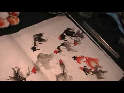 480x360 Nine Goldfish In Free Style Chinese Painting By Henry Li - Chinese Goldfish Painting