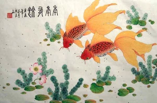 600x393 Pin By Sandra Philleson Deluca On Art - Chinese Goldfish Painting