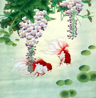 312x320 Chinese Goldfish Painting,69cm X 69cm,2614008 X Chinese Painting - Chinese Goldfish Painting