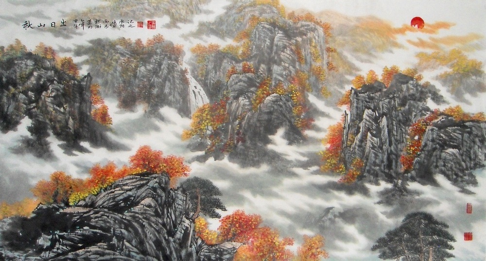 1000x537 Art Nature Painting For Sale Artwork River Large Paintings - Chinese Ink Brush Painting