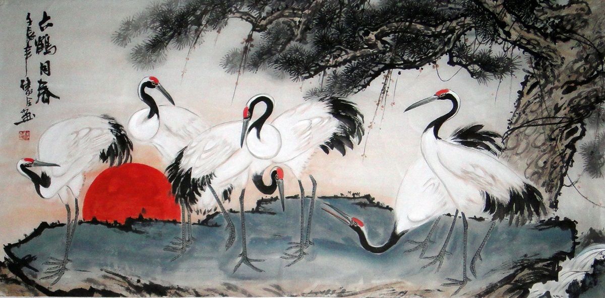 tsuru chinese paintbrush drawing