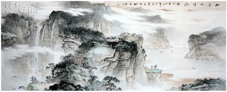 870x354 Asian Home Decoration Famous Artist Oriental Traditional Landscape - Chinese Ink Brush Painting