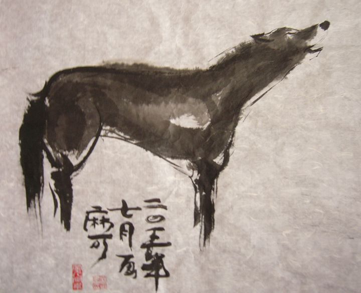 720x585 Wolf Chinese Ink Painting Freehand - Chinese Ink Painting