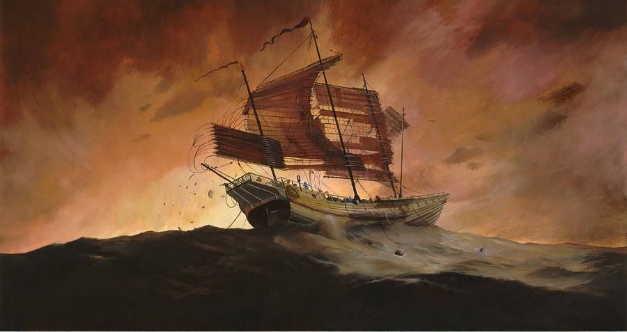 900x477 Chinese Junk Painting Tattoo Ideas Paintings - Chinese Junk Painting
