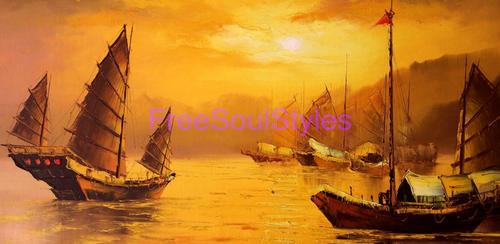 500x244 Unknown Artist - Chinese Junk Painting