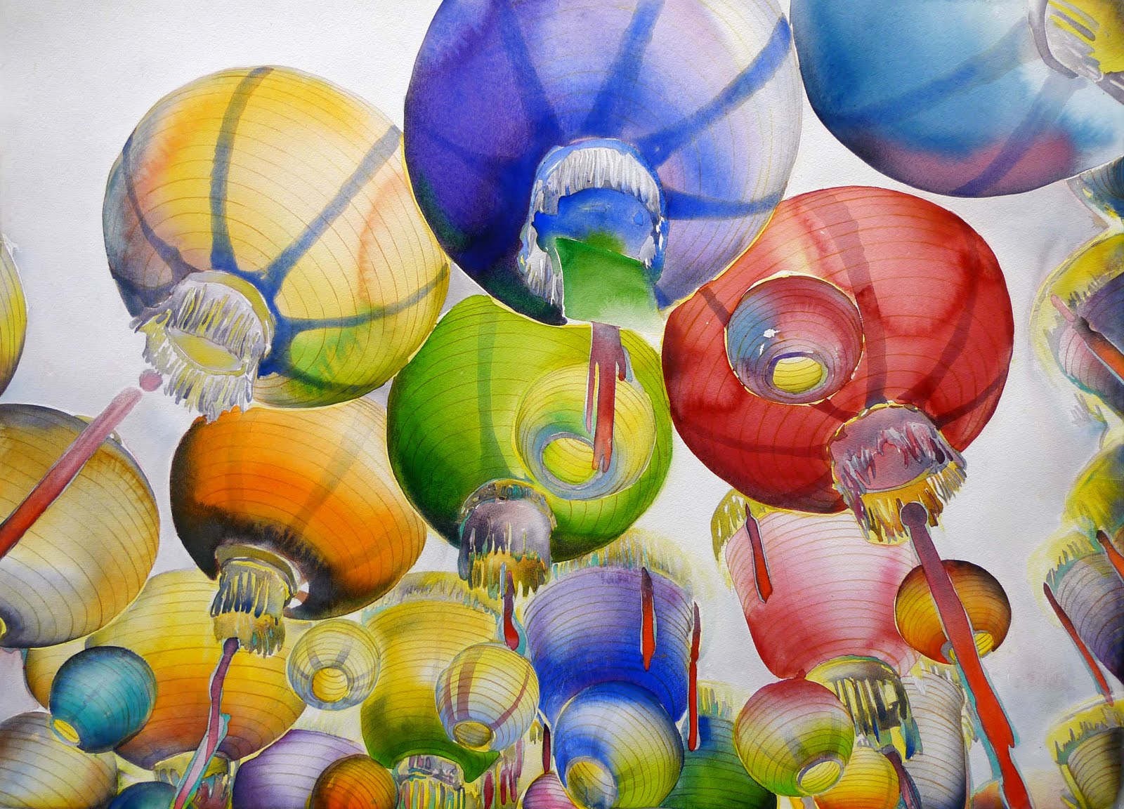 1600x1152 Paintings Chinese Lanterns! Watercolor Finally Finished - Chinese Lantern Painting