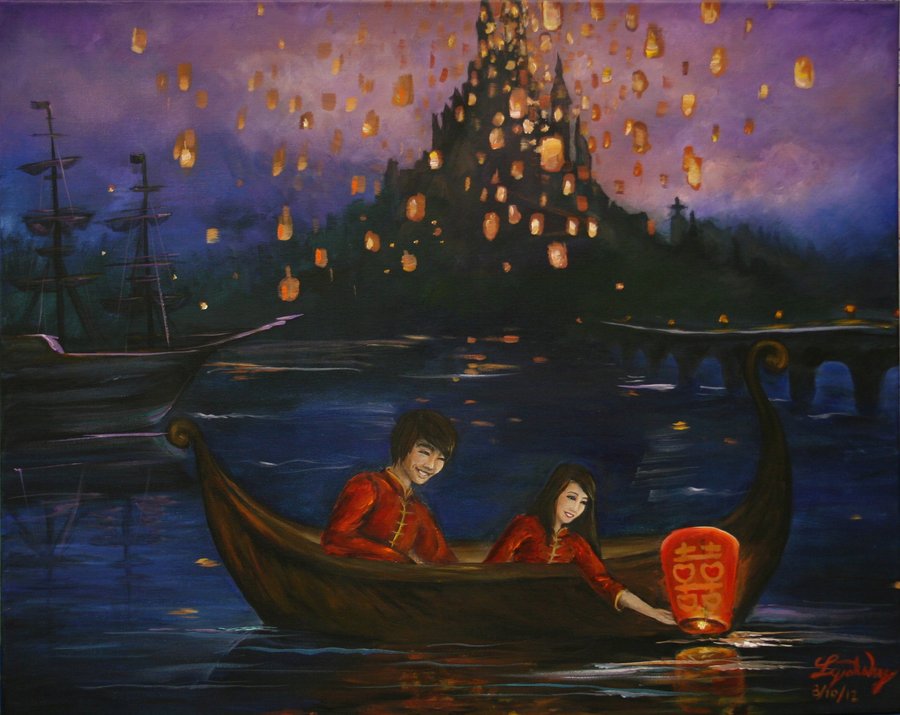 900x715 Chinese Lantern Festival By Wonderlandninja - Chinese Lantern Painting