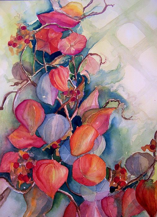 506x700 Chinese Lantern Flower In Bouquet Physalis - Chinese Lantern Painting