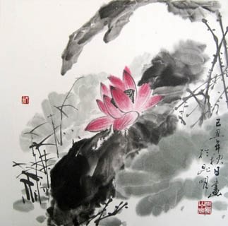323x320 Page 14 Chinese Lotus Paintings, China Lotus Art Scrolls, Pictures - Chinese Lotus Painting