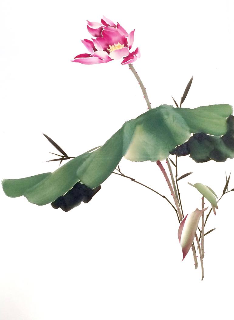 770x1051 Saatchi Art Chinese Painting Lotus Painting By Mayee Futterman - Chinese Lotus Painting