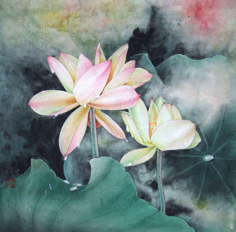 812x800 Chinese Lotus Painting 2330001, 50cm X X - Chinese Lotus Painting