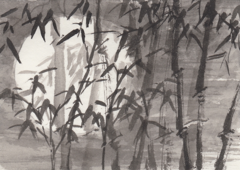 800x567 Lin Li's Chinese Art Linli's Art Aceo Original Chinese Sumi Ink - Chinese Moon Painting