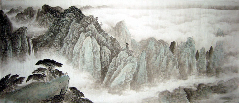 800x345 Chinese Mountains Painting 1012005, 97cm X X - Chinese Mountain Painting