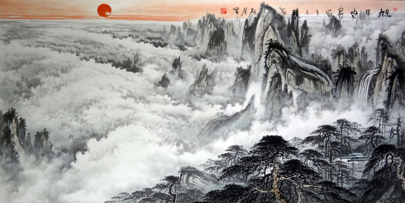 800x401 Chinese Mountains Painting 1045006, 69cm X X - Chinese Mountain Painting