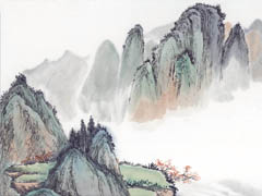 240x180 Western Oil, Chinese Ink - Chinese Mountain Painting