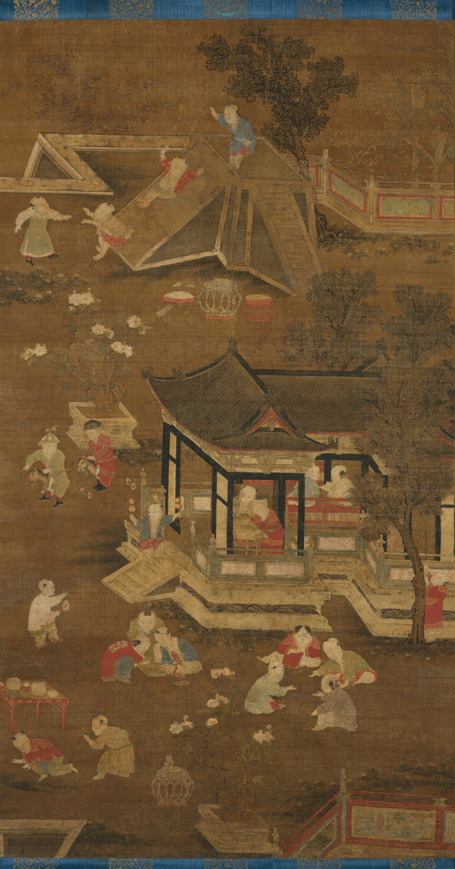 660x1259 Children Playing In The Palace Garden Chinese Painting China - Chinese Palace Painting