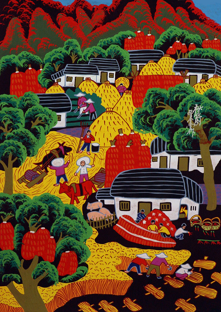 707x1000 Autumn Harvest - Chinese Peasant Painting