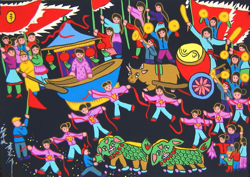 800x566 Celebration Of A Harvest - Chinese Peasant Painting