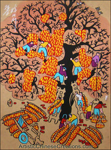 223x300 Chinese Folk Art Painting - Chinese Peasant Painting