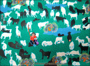 300x221 Chinese Folk Art Painting - Chinese Peasant Painting