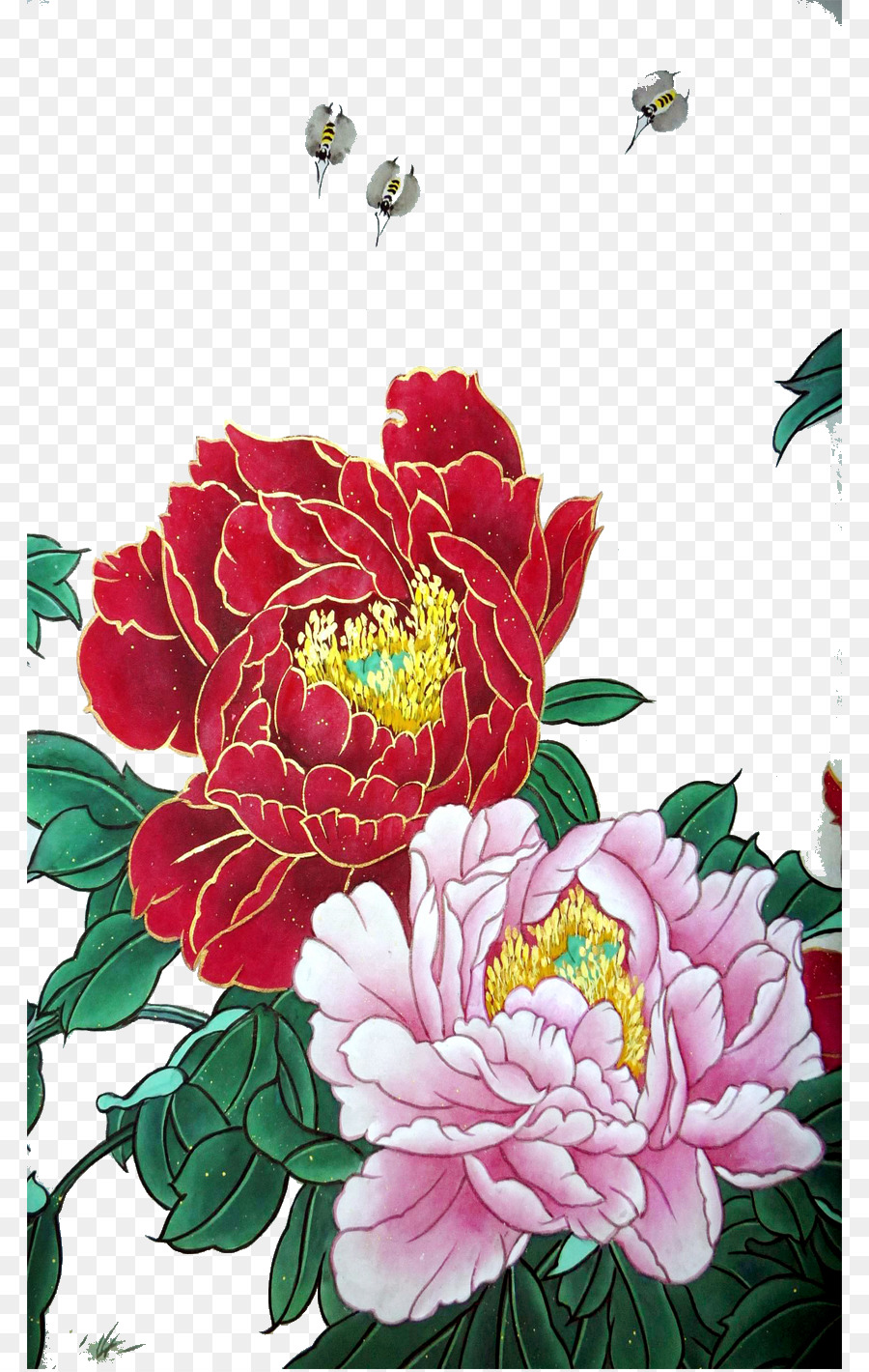 900x1420 Moutan Peony Ink Wash Painting Chinese Painting - Chinese Peony Painting