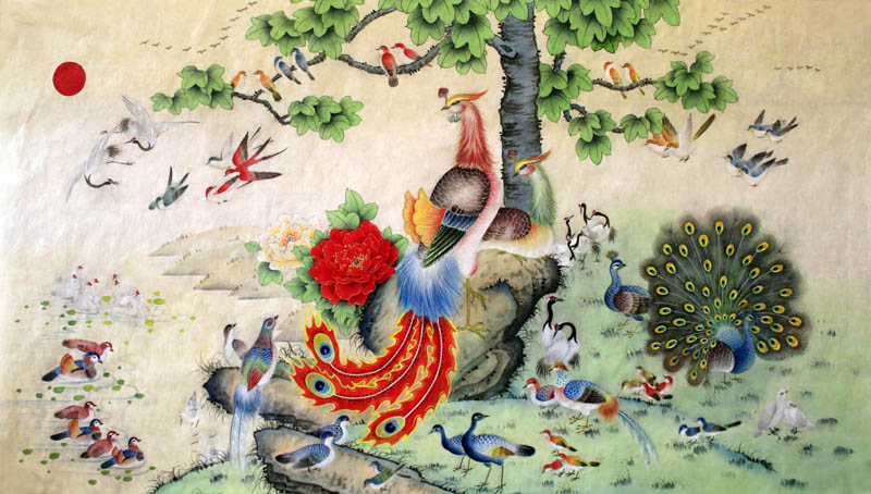 800x454 Chinese Phoenix Paintings, China Phoenix Art Scrolls, Pictures, Images - Chinese Phoenix Painting