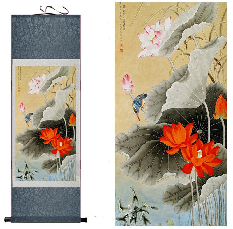 800x788 Traditional Silk Art Painting Bird And Water Lily Chinese Art - Chinese Silk Art Painting