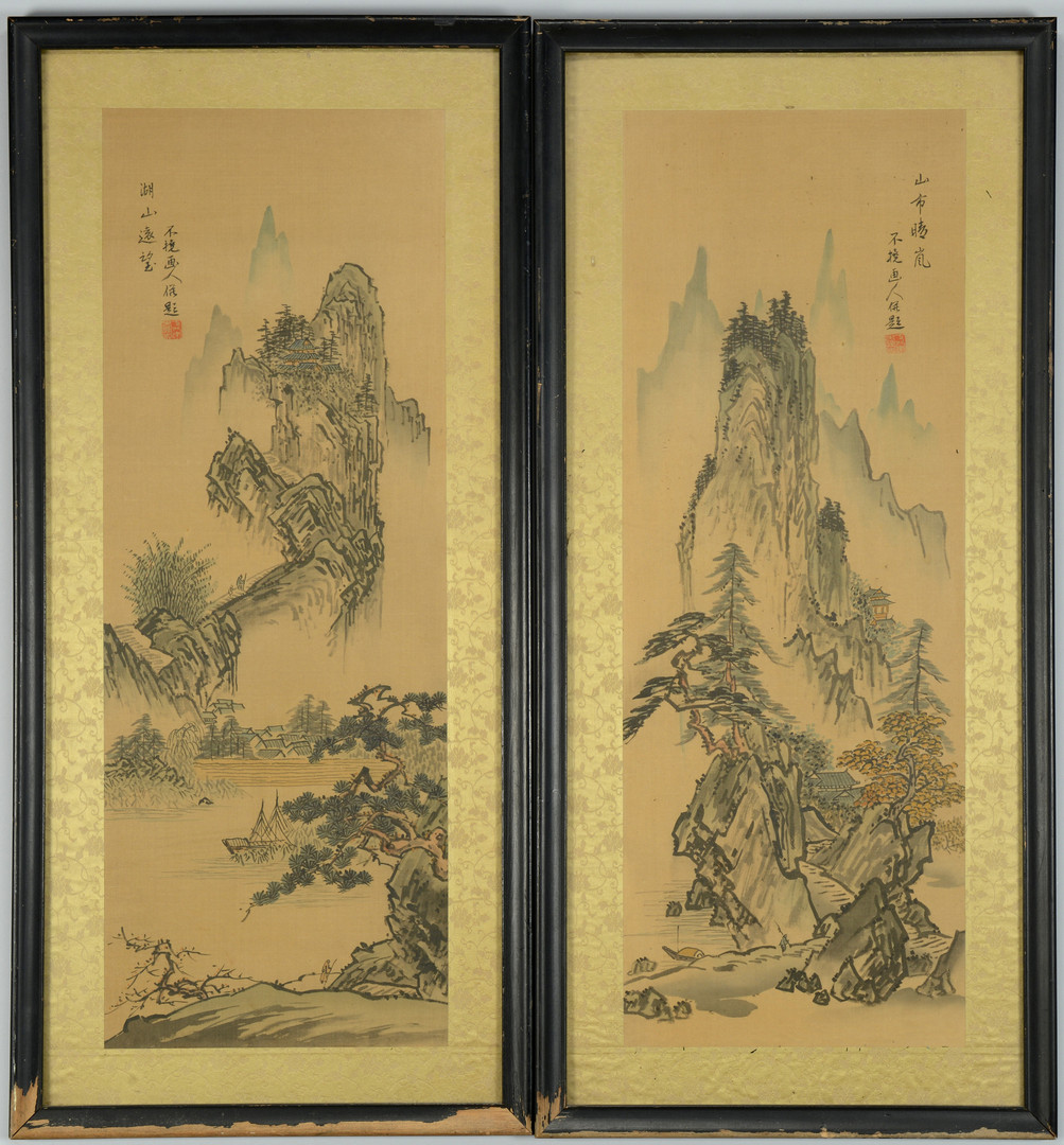 1003x1080 Lot 3383152 3 Framed Chinese Silk Scroll Paintings - Chinese Silk Painting