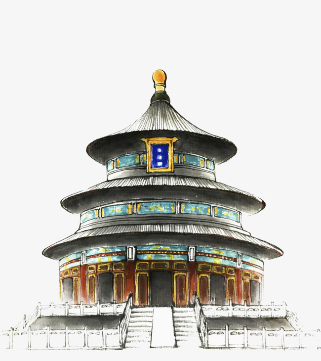 650x730 Hand Painted Watercolor Illustrations Of Chinese Temples, Hand - Chinese Temple Painting