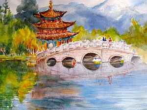 300x225 Chinese Pagoda Paintings Fine Art America - Chinese Temple Painting