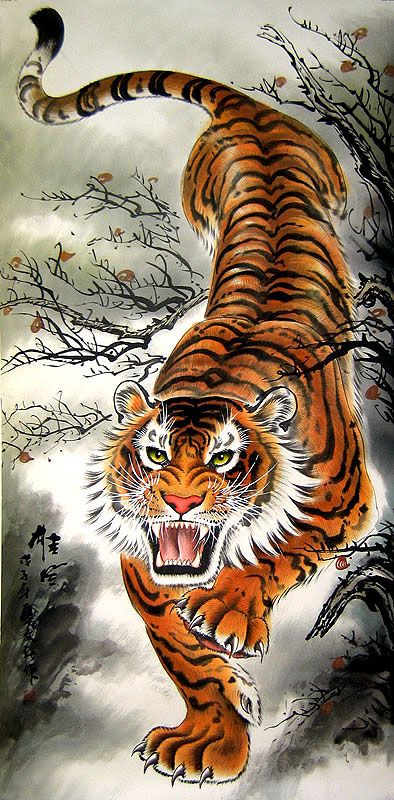 394x800 Chinese Tiger Paintings - Chinese Tiger Painting