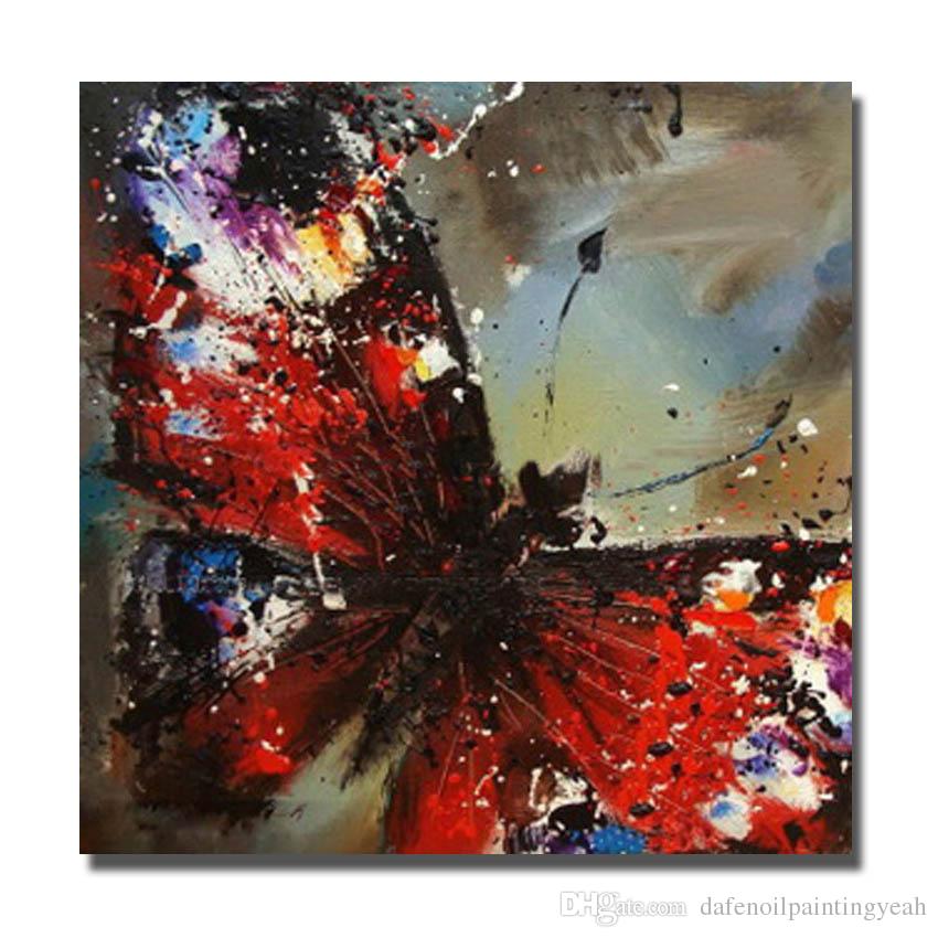 850x850 2018 Chinese Wall Art Red Butterfly Oil Painting For Bedroom - Chinese Wall Painting