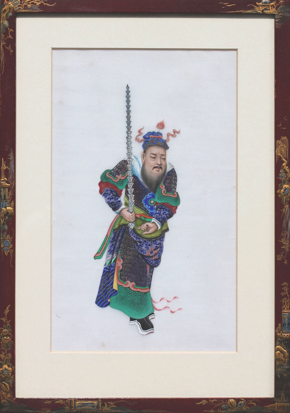 1000x1423 Chinese Framed Painting Of A Warrior, 19th Century (1820 To 1860 - Chinese Warrior Painting
