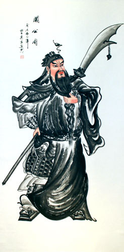 246x500 Guan Gong Warrior Saint Wall Scroll - Chinese Warrior Painting