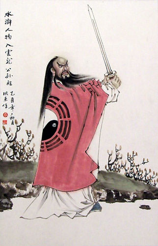 322x500 Ancient Chinese Warrior Gong Sun Sheng Wall Scroll - Chinese Warrior Painting