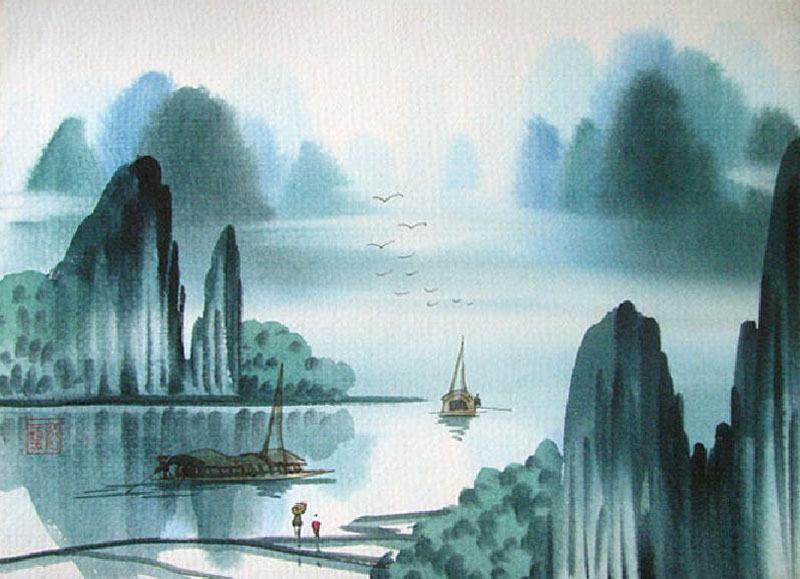 800x579 Chinese Mountain And Water Painting Watercolor Painting 1022008 - Chinese Water Painting