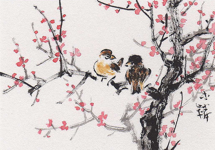 687x480 Lin Li's Chinese Art Orig Art Aceo Watercolor Painting Plum - Chinese Watercolor Painting