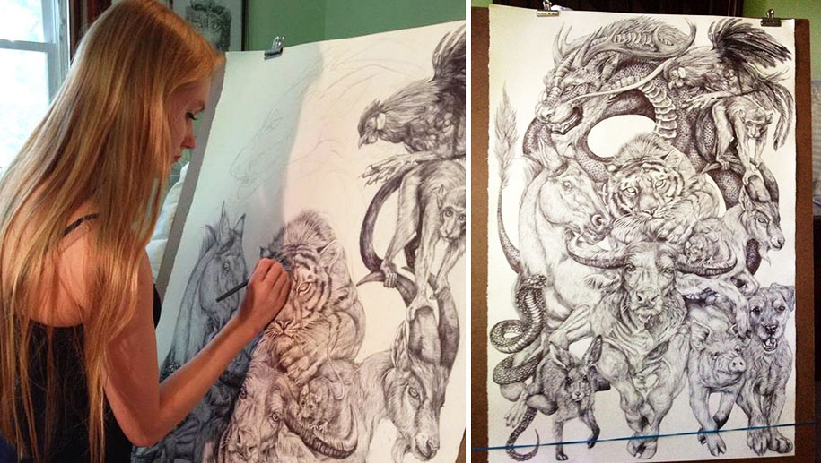 915x517 19 Year Old Artist Spent All Summer Creating This Massive Chinese - Chinese Zodiac Painting
