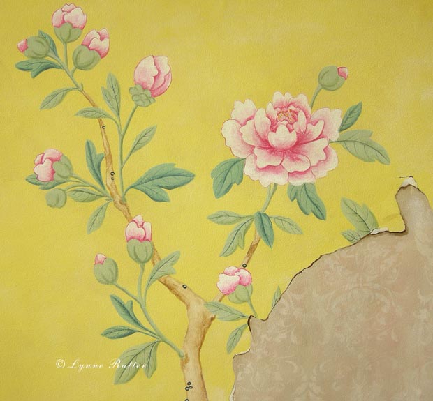 620x575 Lynne Rutter Studio Finishes Chinoiserie In Yellow - Chinoiserie Painting