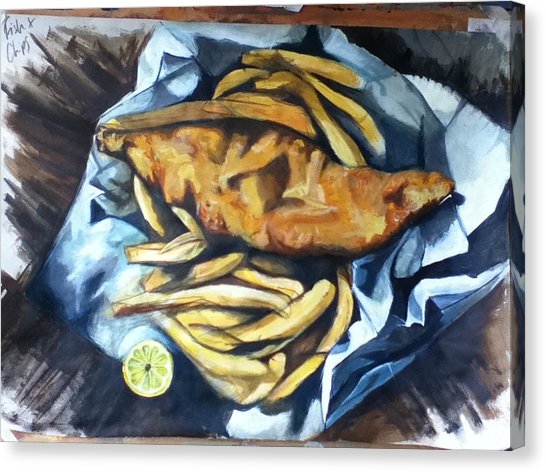 546x472 Fish And Chips Painting By Harriet Edwards - Chips Painting