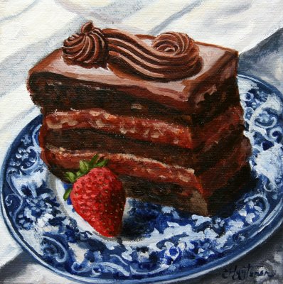 398x400 Death By Chocolate Cake Nona Hyytinen Portraits - Chocolate Cake Painting