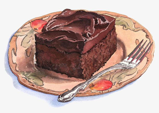 650x465 Hand Painted Chocolate Cake, Fork, Jam, Chocolate Sauce Png - Chocolate Cake Painting