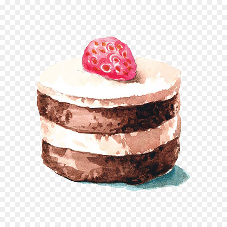 900x900 Icing Marble Cake Cupcake Watercolor Painting - Chocolate Cake Painting