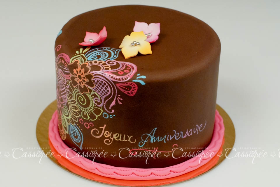 960x643 Painting On Chocolate Fondant - Chocolate Cake Painting