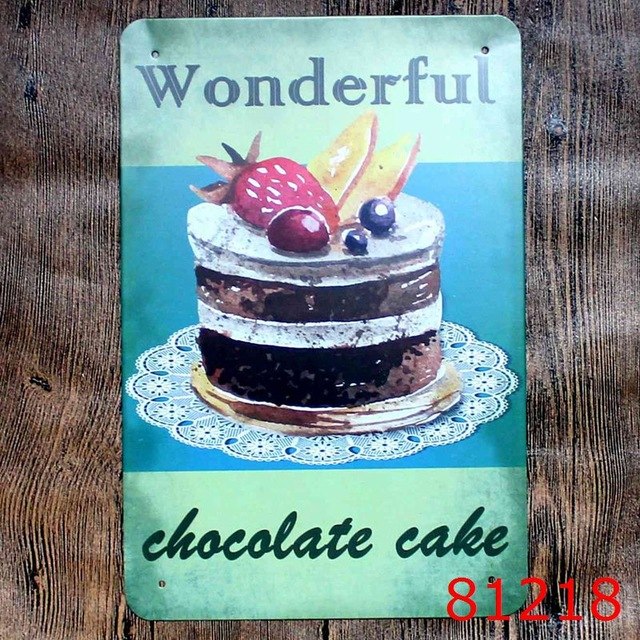 640x640 Wonderful Chocolate Cake Vintage Printing Metal Tin Sign Iron - Chocolate Cake Painting