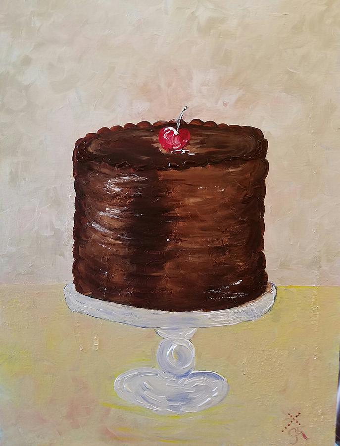 687x900 Chocolate Cake Painting By Ginette Kenyon - Chocolate Cake Painting