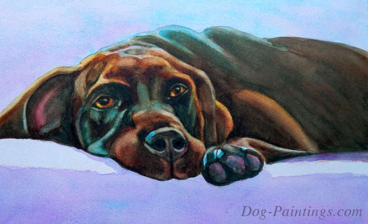 745x453 Chocolate Lab Portrait - Chocolate Lab Painting