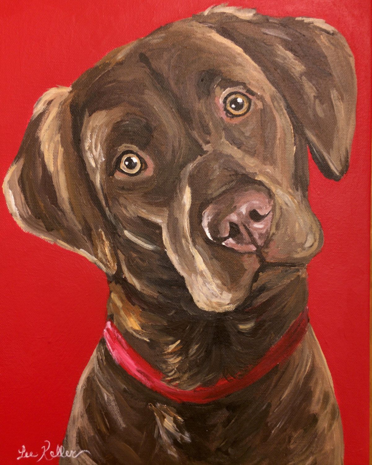 1200x1500 Chocolate Lab Art Print From Original Chocolate Labrador Canvas - Chocolate Lab Painting