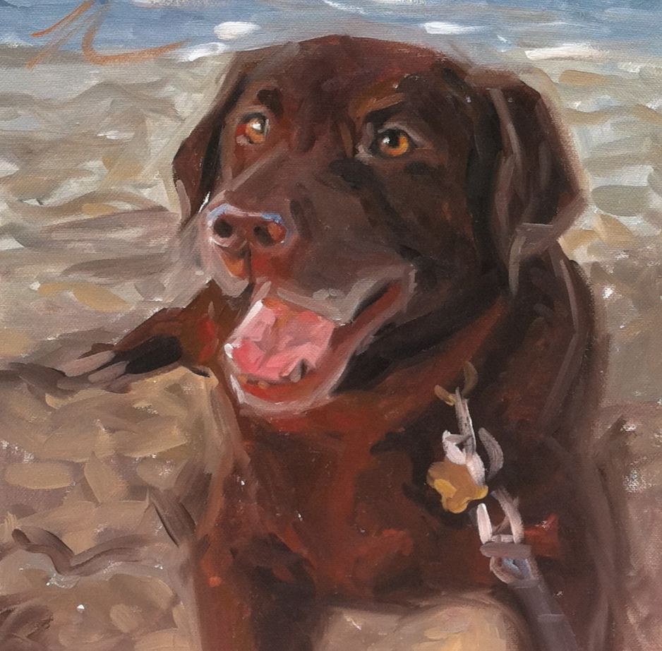 938x922 Saoirse Our Precious Chocolate Labrador Retriever Painted By - Chocolate Lab Painting