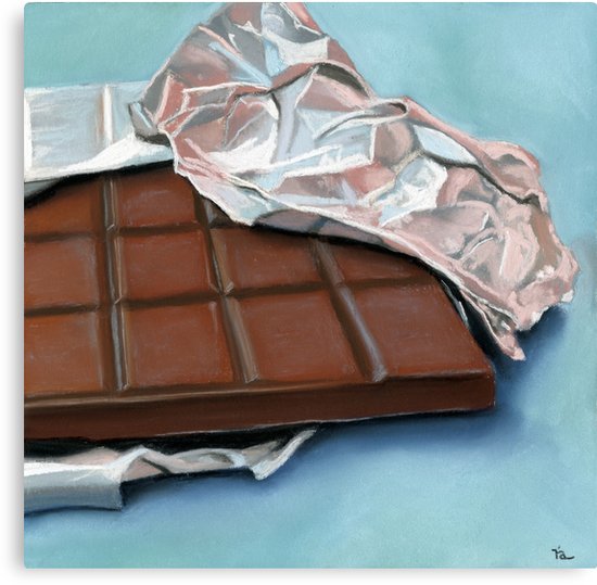550x539 Realistic Chocolate Bar Painting Canvas Prints By Ria Hills - Chocolate Painting